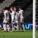 MK Dons celebrate Scott Fraser's goal against Bristol Rovers