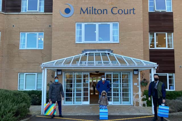 AMYA volunteers dropped off gifts to residents at Milton Court in Kents Hill