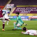 Lee Nicholls made a string of excellent saves during the game at Turf Moor