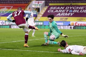 Lee Nicholls made a string of excellent saves during the game at Turf Moor