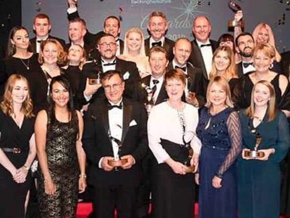 Winners at a previous awards before the pandemic required social distancing and face masks