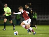 David Kasumu battles in midfield against Northampton
