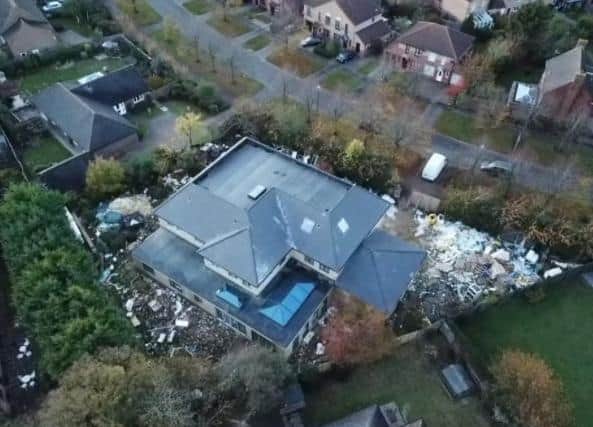 A resident's drone picture of work being carried out at the controversial house