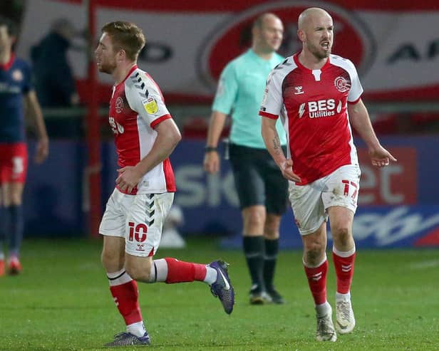 Callum Camps and Paddy Madden of Fleetwood Town