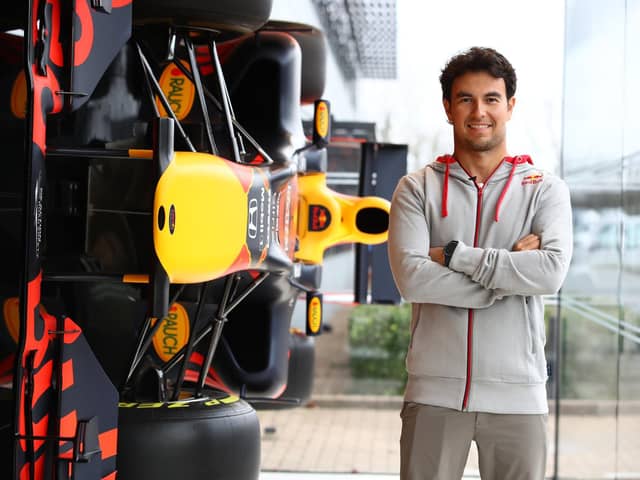 Sergio Perez at the Red Bull factory in Milton Keynes