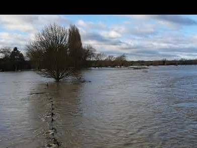 The flooded River Great Ouse at Newport Pagnell less than a month ago