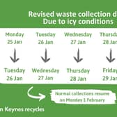 Waste collections are a day behind this week