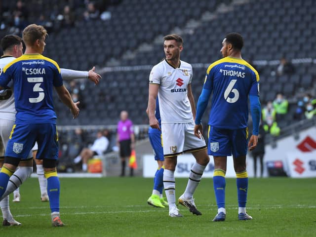 Warren O'Hora against AFC Wimbledon earlier this season