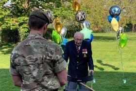 Captain Sir Tom Moore celebrating his 100th birthday