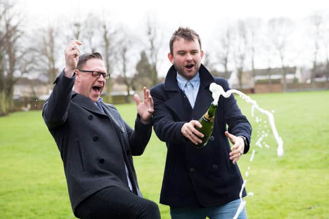 Gareth and Connor celebrate