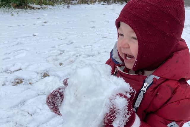 Arthur is not letting the snow put him off his sponsored toddle
