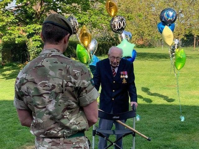Sir Captain Tom Moore celebrating his 100th birthday