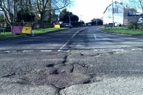 This photo of the road at the centre of Newton Longville is among the worst potholes in Milton Keynes