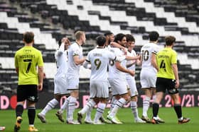 MK Dons celebrate Andrew Surman's equaliser