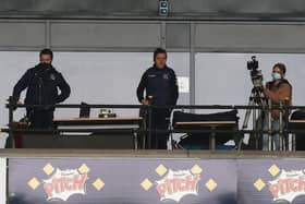 Jon Brady watched the game from the TV gantry at Stadium MK