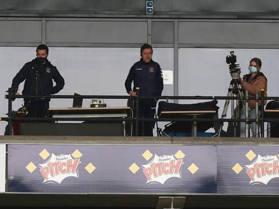 Jon Brady watched the game from the TV gantry at Stadium MK