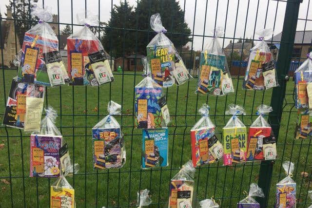 Children are loving the 'book fence' at Lavendon School