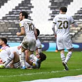 MK Dons celebrate victory over Accrington