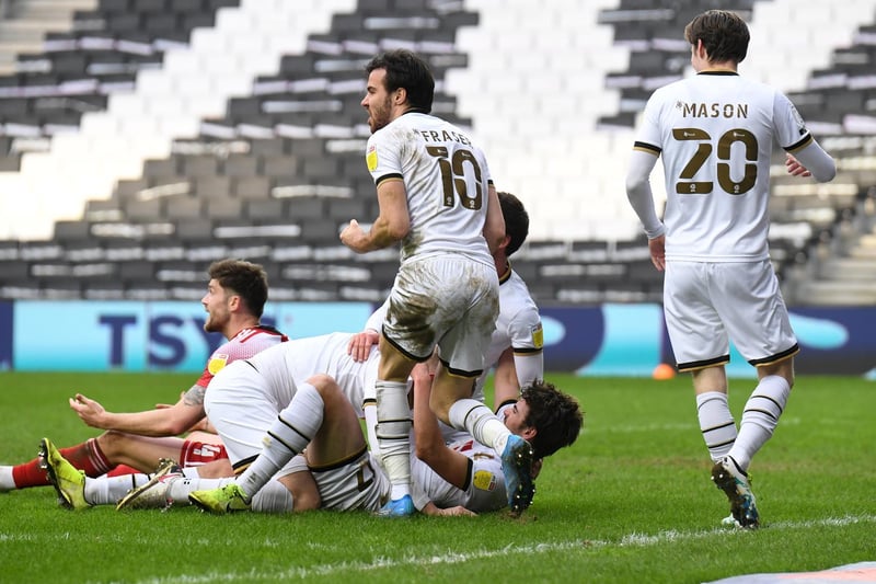 MK Dons celebrate victory over Accrington