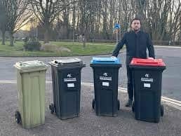 Council leader Pete Marland with the bins