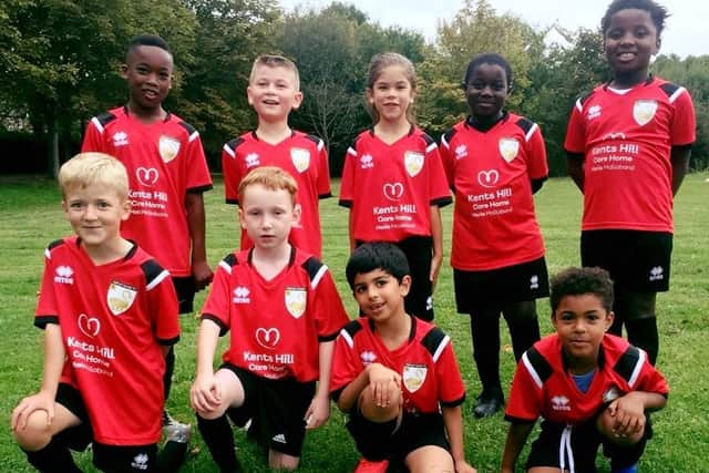 Aspley Guise Football Club Under 8s team is sponsored by Kents Hill Care Home