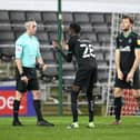 Plymouth protest the late penalty decision from Sebastian Stockbridge