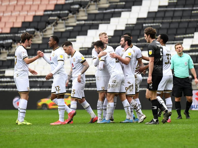 Dons celebrate Daniel Harvie's winner