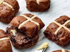 The extremely chocolatey hot cross buns are chocolate heaven, say M&S