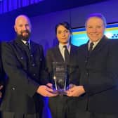 PC David Icke, PC Emily Chapman and PC Nazia Hussain receive their award from police federation Chairman Craig OLeary