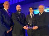 PC David Icke, PC Emily Chapman and PC Nazia Hussain receive their award from police federation Chairman Craig OLeary