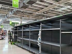 Empty shelves in Asda in Milton Keynes