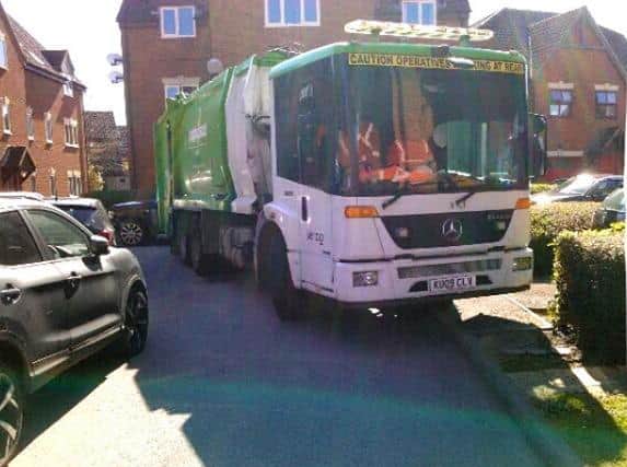 Bin lorries are having to mount the pavements