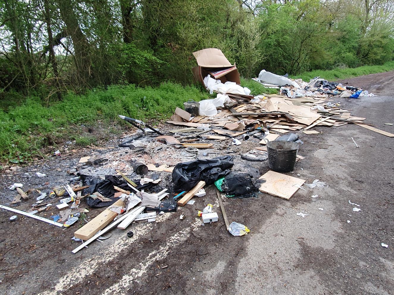 This is the massive pile of rubbish dumped next to a Milton Keynes road