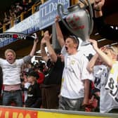 Dons fans celebrate at Valley Parade