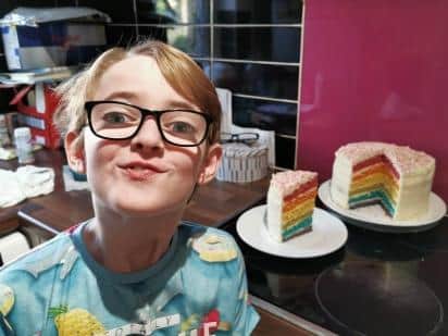 Harry with his speciality rainbow cake