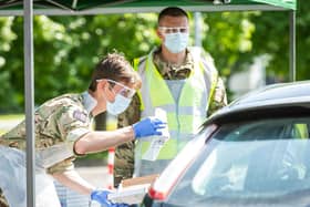 Stock photo of coronavirus mobile testing site