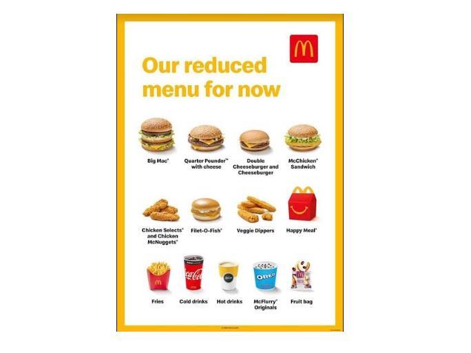 Mcdonalds reduced on sale menu uk