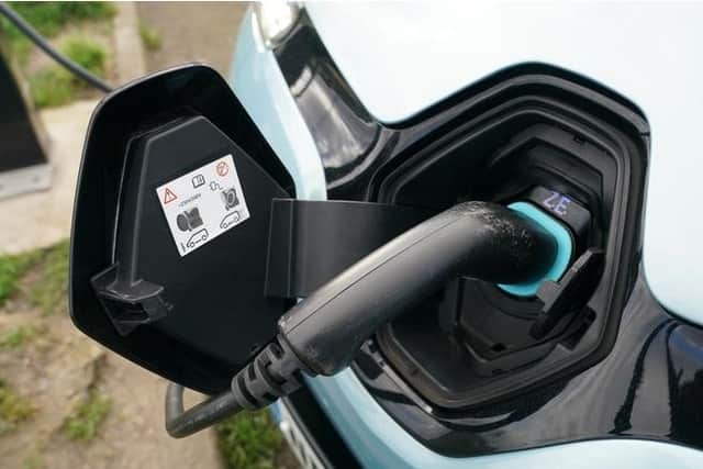 Electric car charger stock image