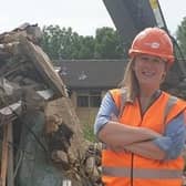 Cllr Emily Darlington visits the demolition site