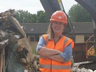 Cllr Emily Darlington visits the demolition site