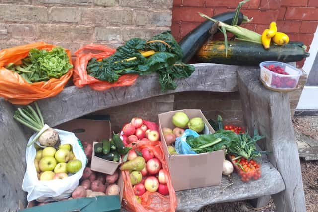 The group's latest donation of fruit and veg to the local foodbank