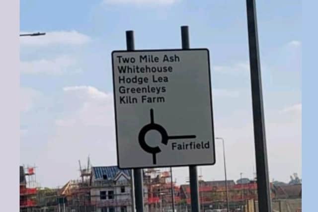 Spot the missing letter on this sign in Milton Keynes