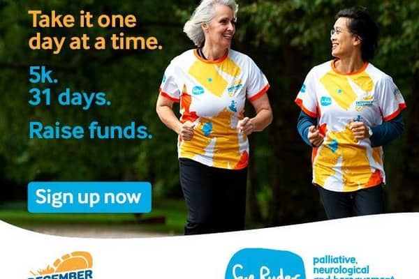 Run, walk or jog alone, with friends, family or your furry companion to keep fit and raise funds for Sue Ryder