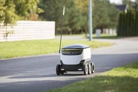 A Starship robot making a delivery in Milton Keynes