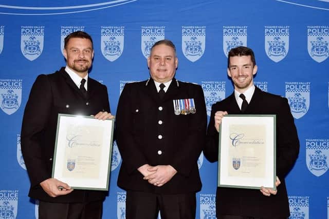 PC James Elliott and Sgt Dave Spencer with TVP Chief Constable John Campbell,
