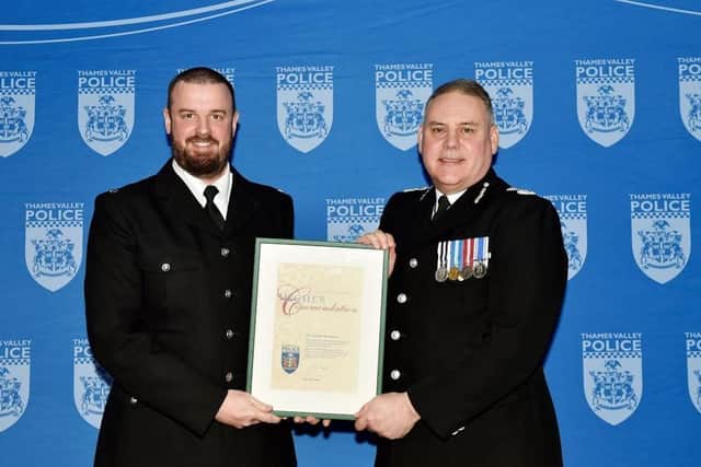 Police Constable Ben Eastment was presented with a Chief Constable’s Higher Commendation