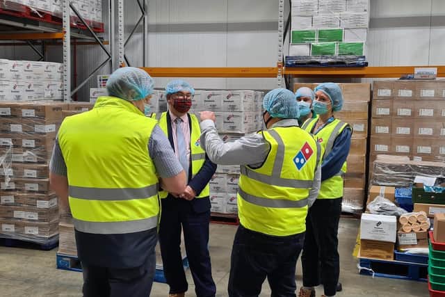 Iain on a visit to Domino's Supply Chain Centre in Ashland, MK