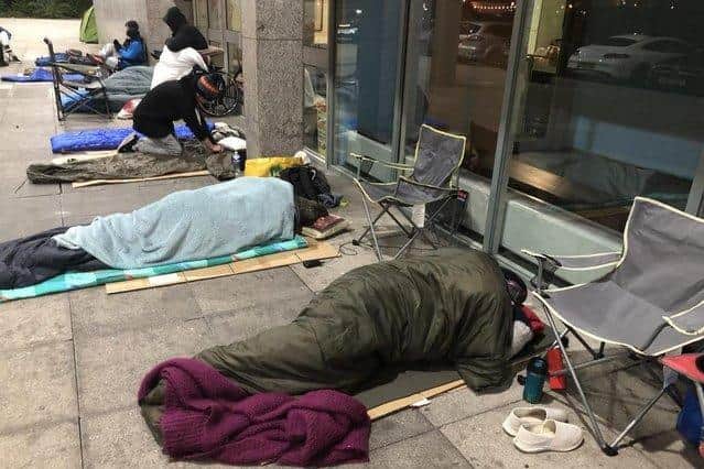 Volunteers from the charity recently complete a 'Big Sleep Out' for homeless causes