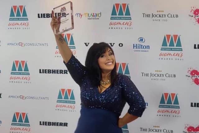 Shoedini founder Samantha Tarbit with her award
