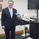 MP Iain Stewart with Prof Harin Sellahewa of University of Buckingham